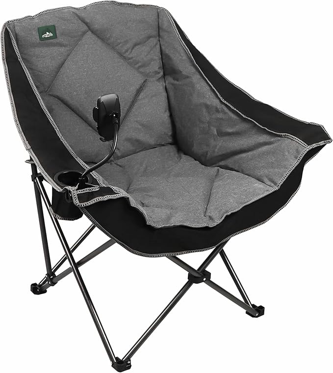 Northroad Oversized Foldable Camping Chair Outdoor Padded Lawn Chair w/Cup HolderCarry Bag for Beach Hiking and PicnicsHeavy-Duty 300-lbs Capacity Purple