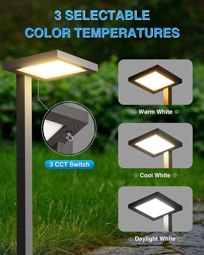 SUNVIE 3CCT Low Voltage Pathway Lights Wired Pathway Lights Outdoor 5W 3000K Anti Glare LED Low Voltage Landscape Lighting Waterproof Landscape Path Lights for Walkway Backyard Garden Patio 4 Pack