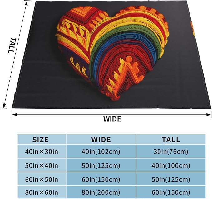 Love Flag Soft Fleece Blanket 60 * 50 inch Soft Sofa Blanket Suitable for Sofa Camping Travel Night Cover Blanket