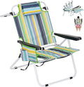 ABORON 17'' Tall Folding Beach Chair with Backpack Straps 5-Position Reclining Lounge Chair Heavy Duty 600D Oxford Fabric Insulated Cooler Bag &amp Side Pocket for Outdoor Camping Poolside