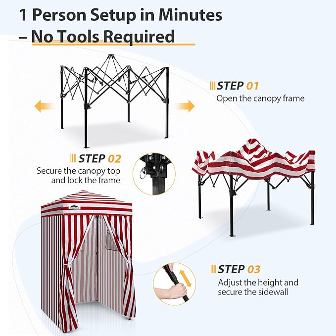 EAGLE PEAK Flex Ultra Compact 4x4 Pop-up Canopy Sun Shelter Changing Room Portable Privacy Canopy Cabana for Pool Fashion Photoshoots or Camping Red/White