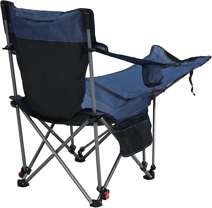 Folding Camping Chairs Portable Beach Chairs with Foot Rest Adjustable Recliner Chairs with Side Pockets &amp Cup Holder for Camping Picnics Fishing Beaches Barbecuesand (Blue)