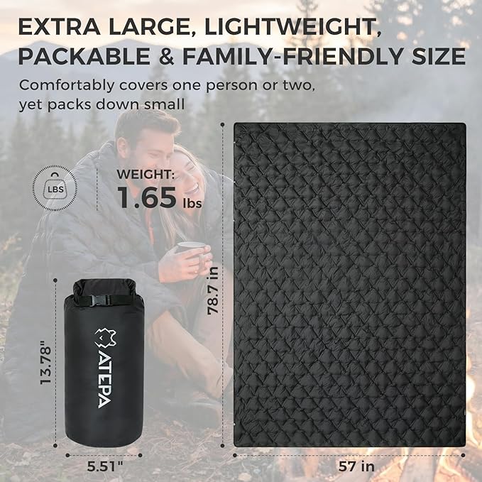 ATEPA Wearable Sleeping Bag Recycled Warm Winter Camping Blanket Wearable Poncho for Outdoor Stadium Sports Women Men