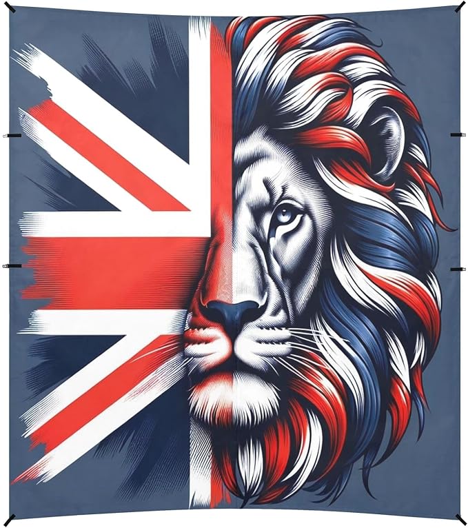 ALAZA British Flag Lion Beach Tent Sun Shelter UPF50+ Protection Beach Shade Canopy w/ 4 Sandbags for Outdoor Camping Fishing Backyard Fun Picnic 10x9 ft