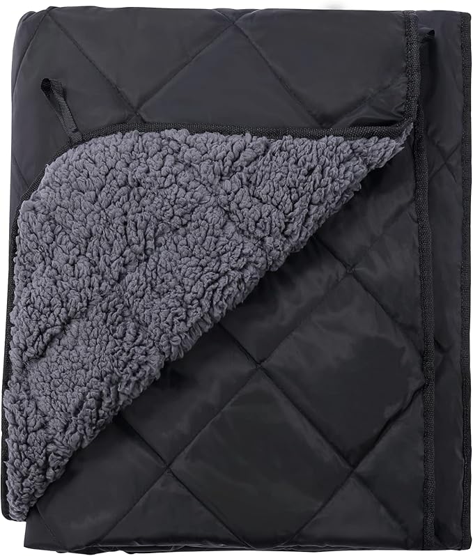 REDCAMP Waterproof Stadium Blanket with Sherpa Lining Cold Weather Car Blanket Windproof for Outdoor Camping Machine Washable (50x 59)