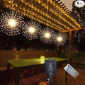 4 Pack 800 LED Solar Starburst Sphere LightsFirework Light Remote Control Timer 8 Modes Dimmable Waterproof Hanging Sparkly Fairy Light for Patio Party Tent Halloween Christmas Decor (Warm White)