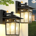 Dusk to Dawn Outdoor Wall Lights Black Porch Lights with Rust-Resistant Aluminum &amp Tempered Glass Exterior Lighting Fixtures 10.4 2-Pack for House Patio Garage Front Door
