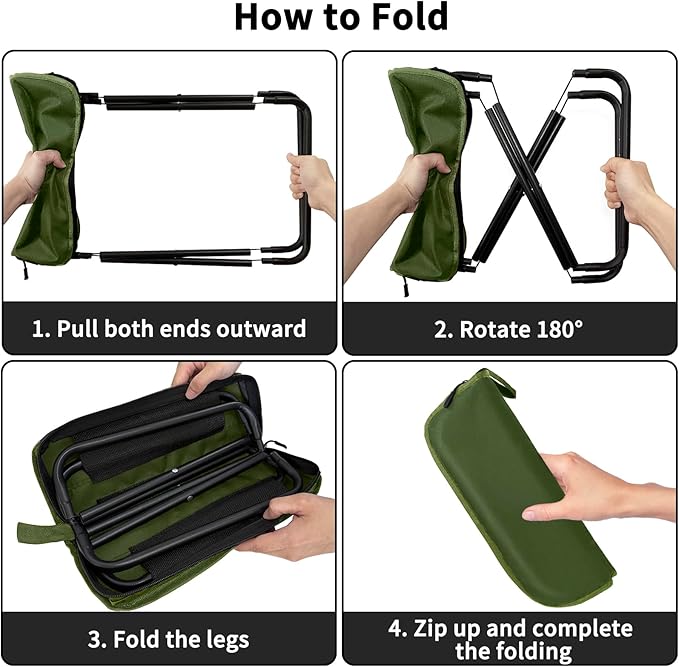 2 Pack Camping Stool 13 Inch Portable Folding Stool for Adults Lightweight Small Foldable Stools for Fishing Hiking Outdoor Gardening-Green