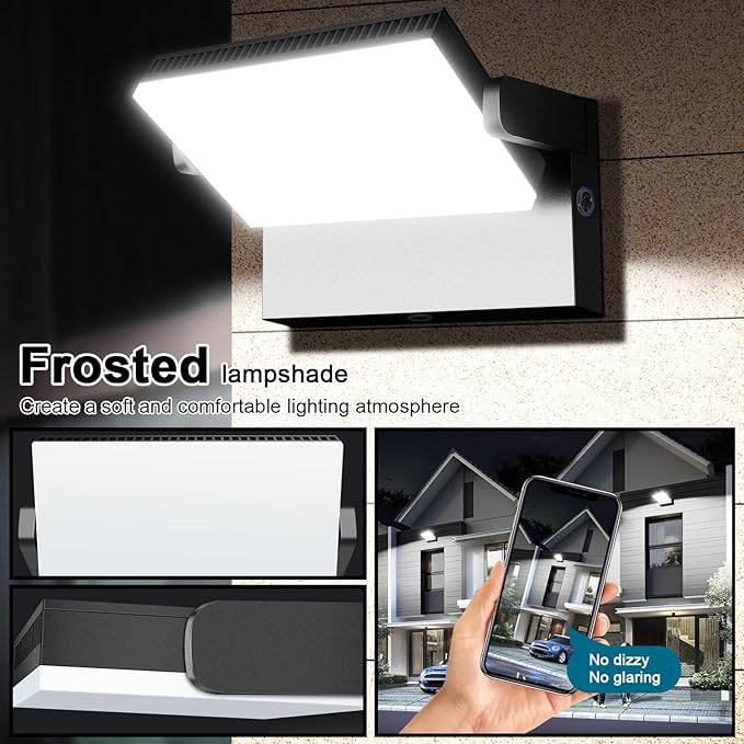 Modern Sleek Flood Lights Outdoor 120W 5000K Dusk-to-Dawn Photocell with 360° Rotation 18000LM IP65 Waterproof LED Security Wall Pack for BuildingYardDriveway (4 Pack)