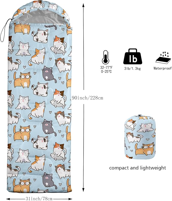 QOOMO Camping Sleeping Bags3 Season Warm &amp Cool WeatherLightweightWaterproof Sleeping Bags for Adults &amp KidsTravelingand OutdoorsCamping Gear Equipment