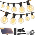 Brightever 120FT Solar String Lights Outdoor with Remote Waterproof Dimmable 3 Modes Outdoor Lights with 50+2 LED Shatterproof G40 Bulbs Solar Power Patio Lights for Outside Wedding Party Decor
