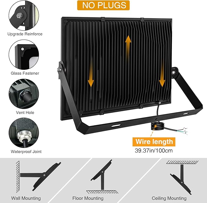 SOLLA LED Flood Light Outdoor 500W 50000lm Daylight White 6000K 2750W Equivalent Super Bright IP66 Waterproof LED Arena Lights Commercial Lighting Floodlight for BackyardStadiumFields110-265V