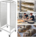 HECASA Adjustable Bun Pan Rack 25 Tier with Brake Wheels Bakery Sheet Rack for Foodservice KitchenRestaurant Pizzeria Hotel Home Aluminum 24.72 L x 20.5 W x 58''H Oxidation