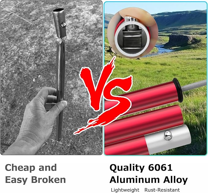SAN LIKE Aluminum Tent Poles for Tarp - 75inch Adjustable Collapsible Poles for Awnings Canopy Rain Fly Shelter - 2 Sets (5 Sections)