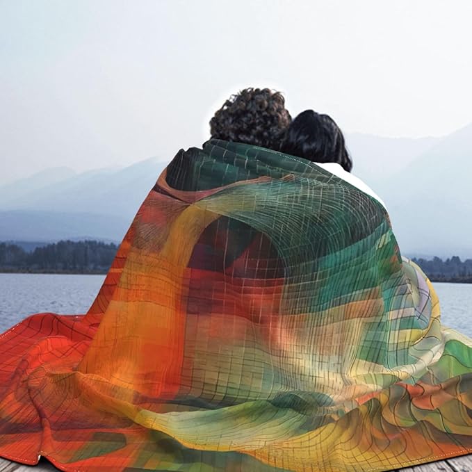 Grid Tunnel Soft Fleece Blanket 60 * 50 inch Soft Sofa Blanket Suitable for Sofa Camping Travel Night Cover Blanket