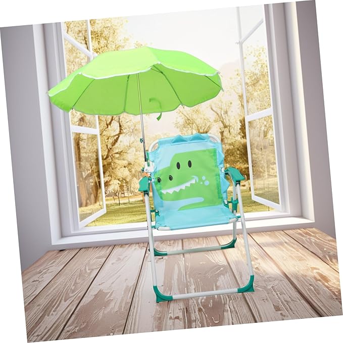 KICHOUSE Camping Chair for Boys and Girls Integrated Umbrella Frame Portable Folding Beach Chair for Outdoor Use