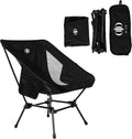 D-LO Ultralight Camping Chair - Black - Upgraded Dual Pocket - High Strength 600D Oxford Fabric - 7075 Aluminum Alloy - Great for Camping Hiking Lounging