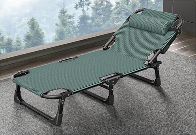 TOWINE Camping Cots for Adults Recliner Folding Bed Single Office Nap Bed Simple Multi-Functional Recliner Outdoor Leisure Nap Folding Bed Sleeping Cot for Camping Pool Beach (Color : 1 Size : F)