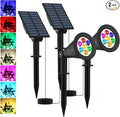 T-SUNUS RGB Solar Landscape Spotlights Christmas Color Changing Spot Lights Waterproof IP65 Garden Pond 180° Adjustable Halloween Wall Tree Light Separately Installed for Outdoor Indoor 2 Pack