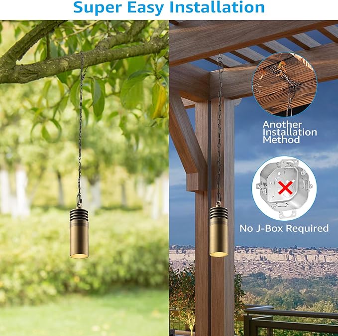 LEONLITE Low Voltage Hanging Landscape Lights 12V Hanging Tree Lights UL Listed LED Outdoor Pendant Light for Gazebo Pergola Garden Aluminum IP65 2700K Soft White Brass Bronze Pack of 4