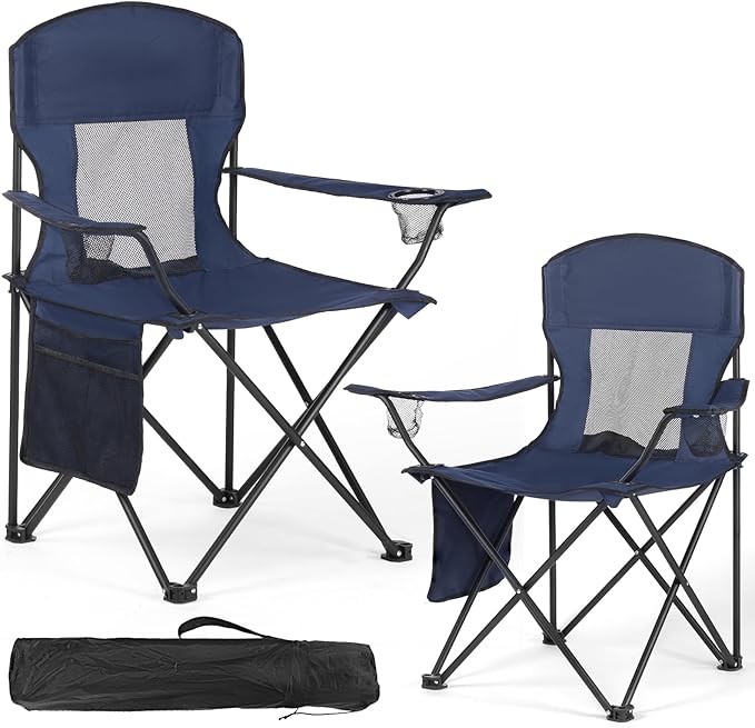 2 Pack Lightweight Camping Chairs 300LBS Heavy-Duty Portable Folding Chairs with Carry Bag Compact Design for Camping Beach Picnics and Outdoor Event