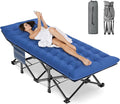 ZENPETIO Oversized XXL Folding Camping Cot Heavy Duty Sleeping Cot for Adults with Mattress and Pillow Portable Cot Bed with Carry Bag for Outdoor Camp Travel Home Guest Office 78x32x18