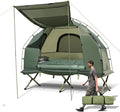 LDAILY Camping Tent Cot 5 in 1 Off Ground Elevated Tent with Air Mattress Sleeping Bag &amp Pillow Folding Camping Cot Combo with Carrying Bag for Outdoor Hiking RV Picnic Field Backyard (1 Per