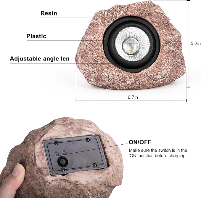 Solar Rock Lights 4 Pack Solar Powered Waterproof LED Spotlights Decorative for Outdoor Garden Pathway Walkway Yard Landscape Patio (Cool White)