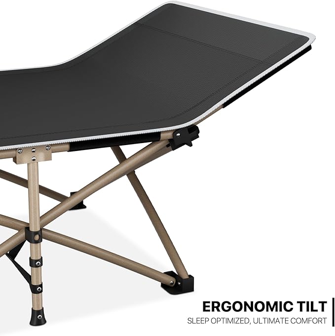 MoNiBloom Folding Sleeping Cot for Adults Easy to Set Up Portable &amp Lightweight Camping Cot for Outdoor Camping Lounging and Elevated Napping Support 360 lbs Black