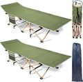 Wenqik 2 Pack 450lbs Max Load Camping Cot for Adults with Carry Bag Portable Folding Outdoor Sleeping Cot Heavy Duty Bed for Traveling Camp Military Office Nap Beach Home Lounging