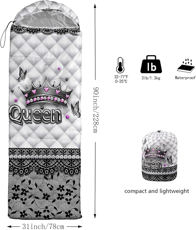 QOOMO Camping Sleeping Bags3 Season Warm &amp Cool WeatherLightweightWaterproof Sleeping Bags for Adults &amp KidsTravelingand OutdoorsCamping Gear Equipment