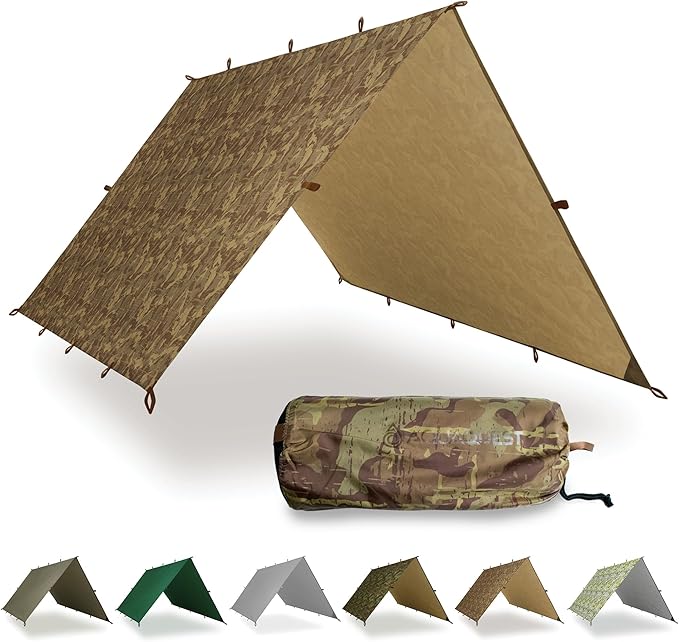 AquaQuest Safari Tarp – Lightweight Waterproof (5000mm) Seam-Taped Ripstop Rain Fly for Backpacking Thru-Hiking &amp Hammock Camping
