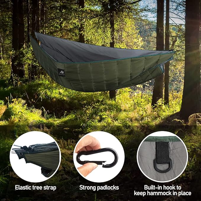 Double Hammock Underquilt HIKERBRO 4 Season Heavy Duty Under Quilt with Tree Straps Large Hammock Protector for Winter Camping Backpacking Hiking