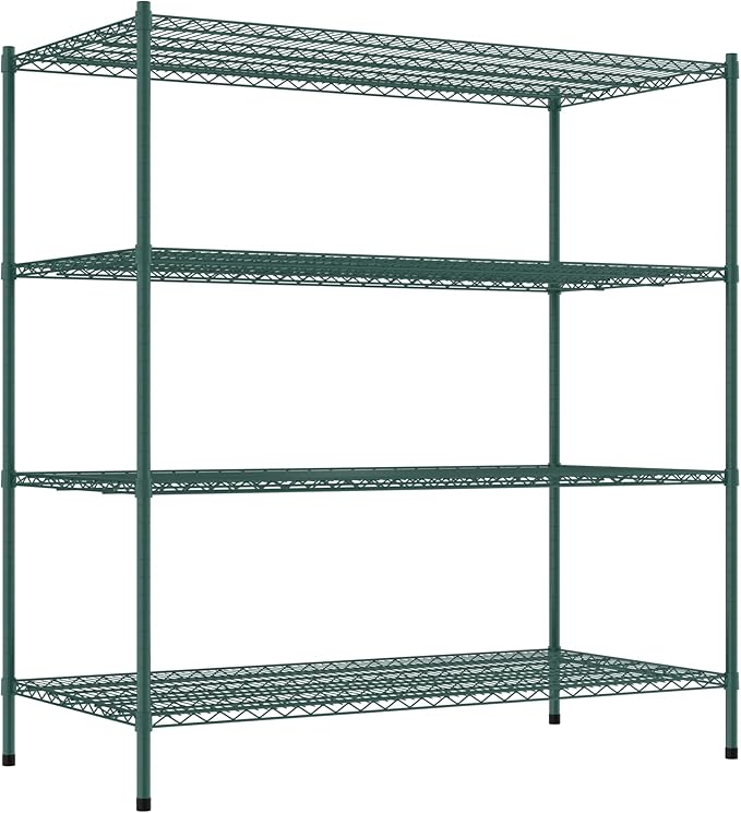 Commercial NSF Listed Green Epoxy Stationary Wire Shelving Kit 30 x 60 x 64 with 4 Shelves Perfect for Warehouse Walk-in Refrigerator Freezer Grocery Store Restaurant Dishroom