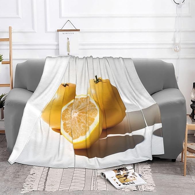 Kumquat Lemon Soft Fleece Blanket 60 * 50 inch Soft Sofa Blanket Suitable for Sofa Camping Travel Night Cover Blanket