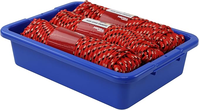 QUANTUM STORAGE SYSTEMS FSB-20155RBL Ribbed Bottom Bussing Tubs Heavy Duty Part Organizer Blue Bins 20 L x 15 W x 5 H 12 Pack
