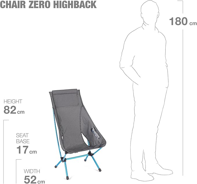 Helinox Chair Zero Highback Chair 1.43lbs Ultralight High Back Camping Chair Backpacking Folding Outdoor Chairs Black