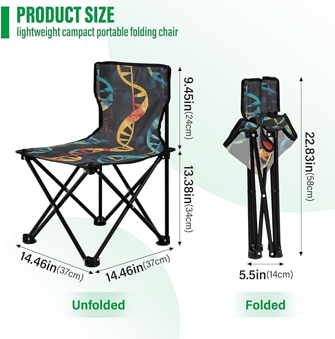 Blue and Orange Texture Portable Camping Chairs Folding Chair - Durable Oxford Fabric Lightweight Iron Frame Easy Fold Design - Ideal for Outdoor Activities Camping Fishing and Travel