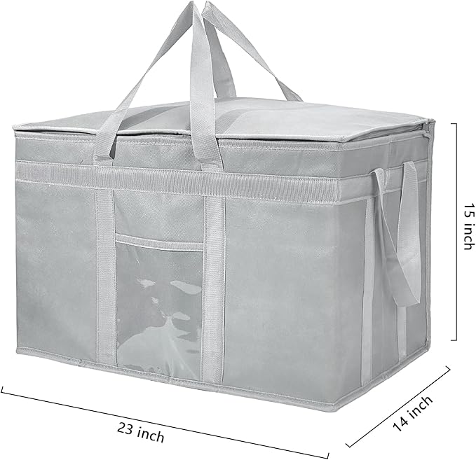 Yalin XXXL Large Insulated Cooler Bag Styrofoam Cooler of Keep Food Hot or Cold Reusable Double Zipper Food Delivery Bag for Grocery Shopping 23 W x 15 H x 14 D