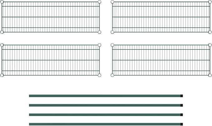 Commercial NSF Listed Green Epoxy Stationary Wire Shelving Kit 14 x 42 x 64 with 4 Shelves Perfect for Warehouse Walk-in Refrigerator Freezer Grocery Store Restaurant Dishroom