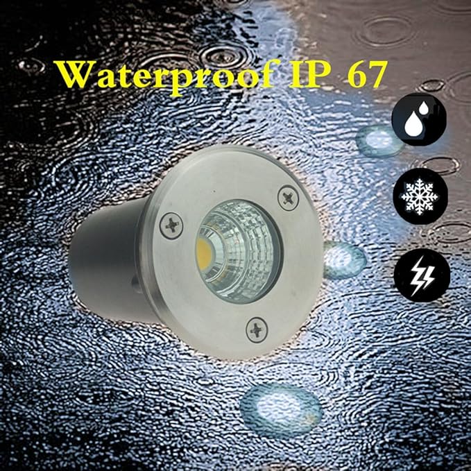 6 Pack 3W Blue LED Well In Ground Landscape Lights IP67 Waterproof for Outdoor Lighting Garden Yard Patio Driveway Deck Step Pathway Low Voltage 12V 24V DC AC