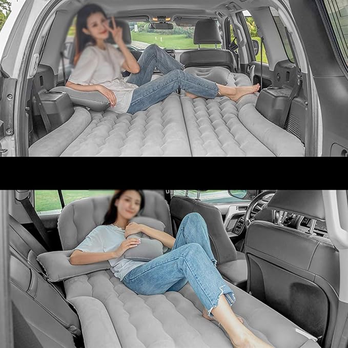 SUV Inflatable Mattress Flocked PVC Thickened Car Bed Anti-Fall and Anti-Collision Inflatable Bed Long-Distance Travel Camping Mattress 72-Hour Air Leakage Test