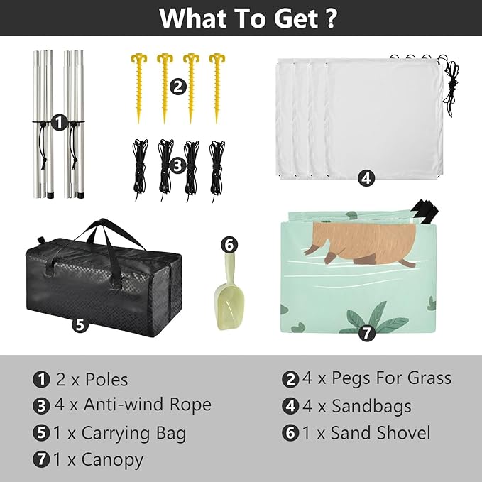 Capybaras Summer Pattern Camping Sun Shelter Beach Tent Portable Beach Sun Shade Outdoor Canopy for Camping Trips Fishing Picnic