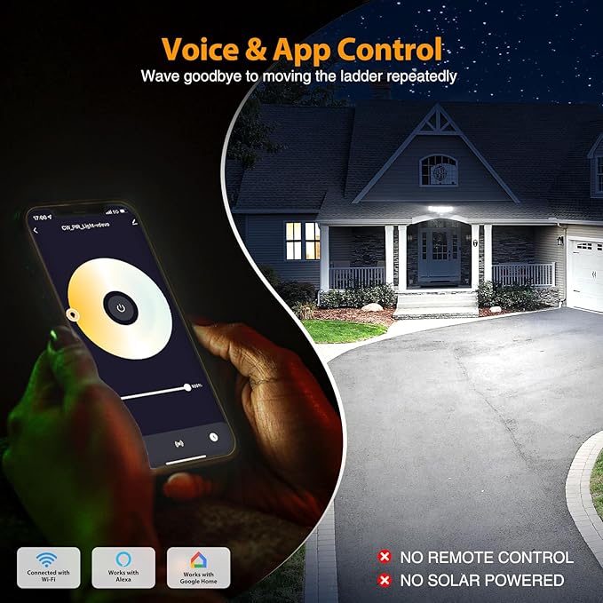 Onforu 5 Heads 120W 12000LM Smart LED Security Lights Motion Sensor Outdoor APP Control 340° Illumination WiFi Alexa Flood Ligh 2700K-6500K Exterior Motion Detector IP65 Wall Light for Yard White