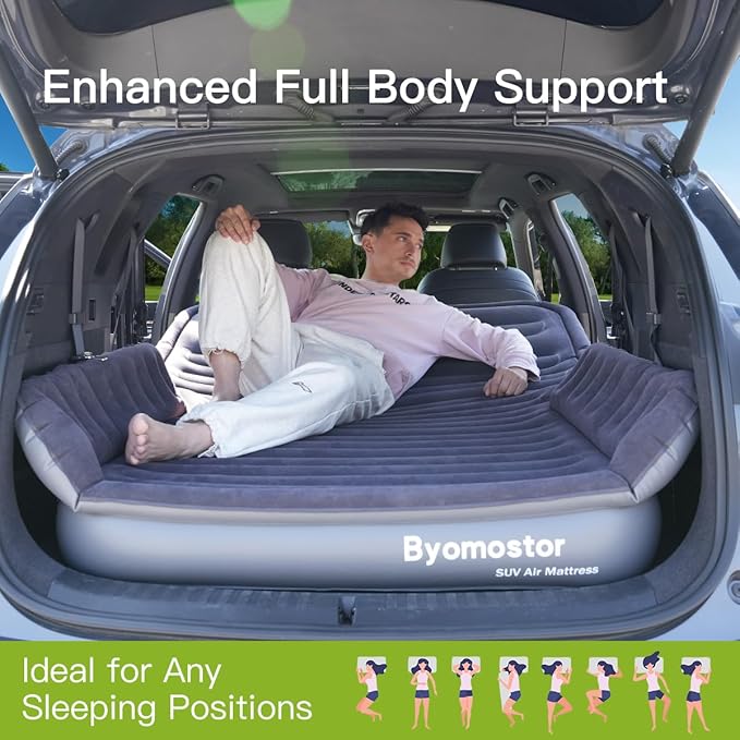 SUV Air Mattress with Wireless Removable 3-in-1 Built-in Pump &amp Mattress 'Wings' | 7-inch Height Car Mattress for Mid/Large SUVs Trucks Minivans Supports 660lbs – Ideal for Road Trips &amp Cam