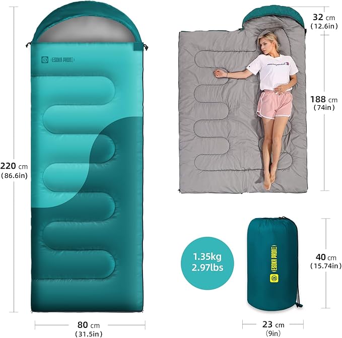 Sleeping Bags for Adults&ampKidsLightweight Waterproof Warm Weather Sleeping BagCompact Portable Sleeping Bag for CampingEssentials Gear for Camping Hiking Outdoor Travel