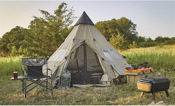 Guide Gear Camping Teepee Tent for Adults Outdoor Waterproof Family 6 Person 14' x 14'