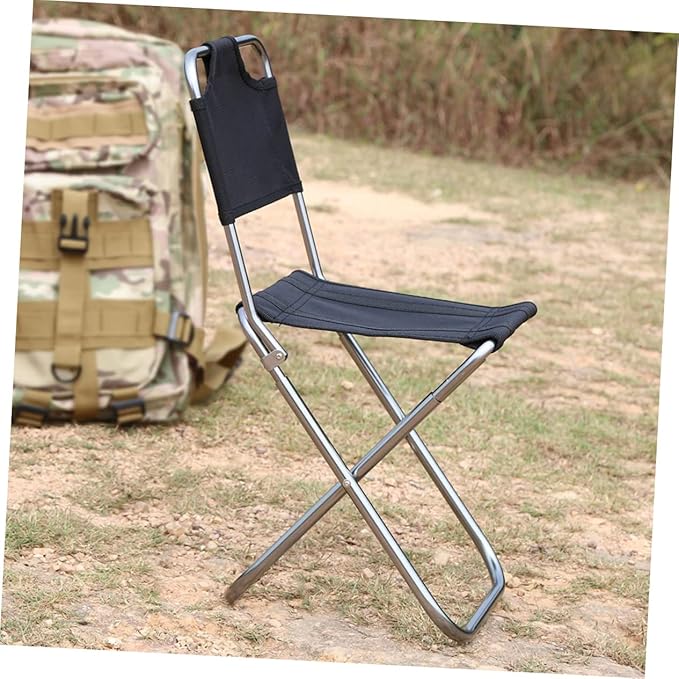 DECHOUS 100kg Folding Chair Backrest Portable Outdoor Stool Oxford Comfortable Breathable Easy-Clean Capacity Black