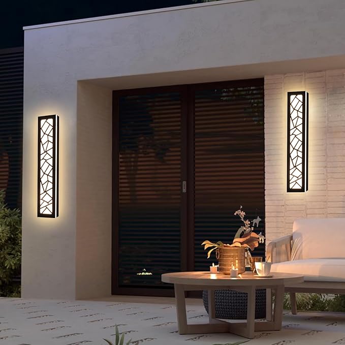 2 Pack LED Outdoor Long Wall Lights24 inch Outdoor Linear Light for PorchDimmable Wall Mounted Light FixturesExterior Long Linear LightingOutside Lighting for PatioHouse Front Door