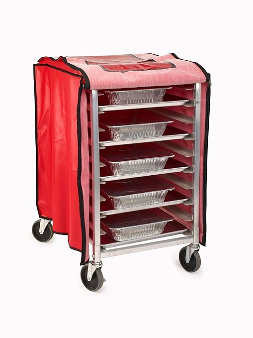 Sterno Half Size Bun Rack Cover Vinyl Zipper Closure Red